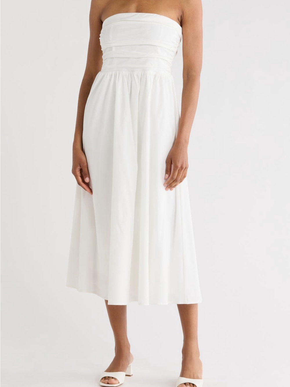 Wayf Cotton Blend White Midi Dress
